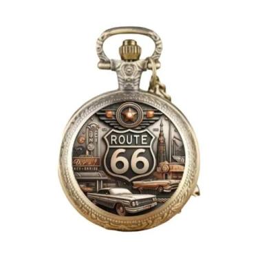 Imagem de Relógio De Bolso Design Route 66 Movimento De Quartzo Relógio Preciso 