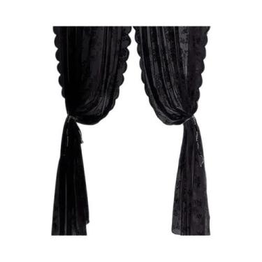 Imagem de Painel de cortina de bolso com haste transparente de renda floral PRET