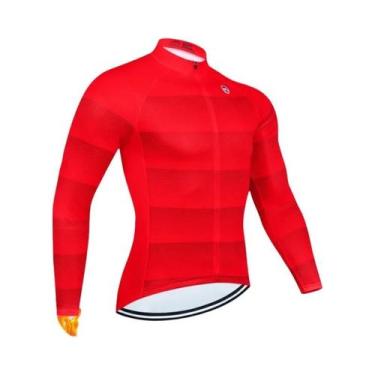 Imagem de Camisa De Ciclismo Térmica Masculina De Inverno Com Forro De Lã, Manga