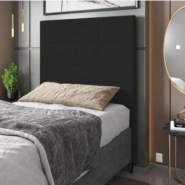 Imagem de Cabeceira Solteiro Cama Box 90cm Quarto Stambul Sintético Preto M11 - 