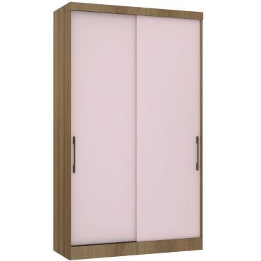 Imagem de Guarda Roupa Modulado 134,50cm 2 Portas De Correr Paris Luciane Móveis Avelã Pf Com Rosa Pf