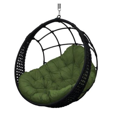 Imagem de Cadeira Balanço Ninho Suspenso Em Corda Náutica Luxo Preto/verde