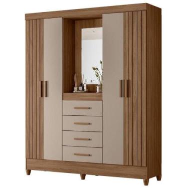 Imagem de Guarda Roupa Casal Capela 4p 165 Cm Atenas Carvalho Fendi Moval - MOVA