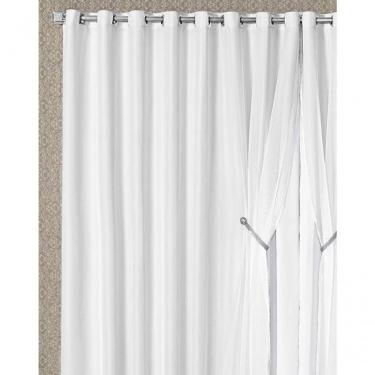 Imagem de Cortina Bélgica 2,00M X 1,70M Tecido Microfibra Com Voal Pingentes Sala - Branco