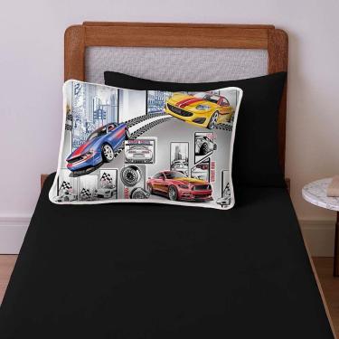 Imagem de Jogo De Lençol Alegria Solteiro 2 Peças Infantil Estampado Malha 100% Algodão - Carros Race