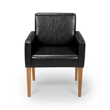 Imagem de Cadeira Poltrona Capri Decorativa Couríssimo Sala De Estar Escritório Recepção Império Preto