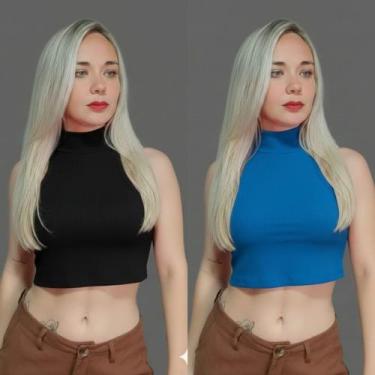 Imagem de Kit com 2 cropped com gola alta sem manga - MARISLOIRO, Variadas, unic