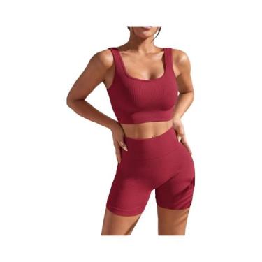 Imagem de Conjuntos De Yoga Sem Costura Para Mulheres, 2 Peças, Roupas De Academ