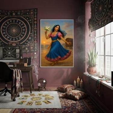 Imagem de Quadro Decorativo Cigana Yasmin 70X50Cm Mold Preta - Quadros On-Line