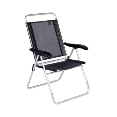 Imagem de Cadeira de Praia Reclinável Boreal com Porta-Copo Preta Mor