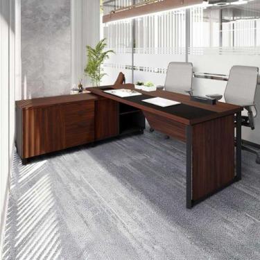 Imagem de Mesa Executiva com Armário Lateral e Caixa de Tomadas 3 Gavetas 180cm 