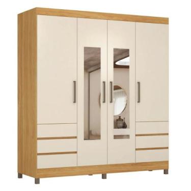 Imagem de Guarda Roupas Casal com Espelho 4 Portas 6 Gavetas Monaco - Demóbile, 