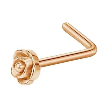 Imagem de Piercing De Nariz Elegante Em Formato De Rosa, Joia De Aço Inoxidável 