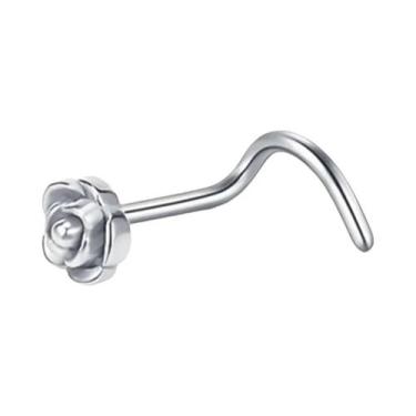 Imagem de Piercing De Nariz Elegante Em Formato De Rosa, Joia De Aço Inoxidável 