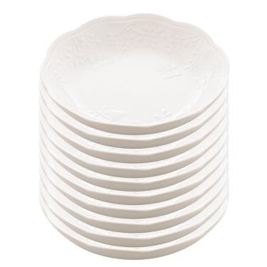 Imagem de Jogo 10 Prato Fundo Branco De Porcelana New Bone Butterfly Flower Flores 21cm Lyor