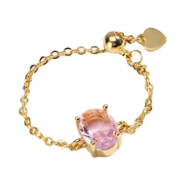 Imagem de Anel De Moda Feminino Ajustável Com Formato Oval E Micro Pavê De Zircô