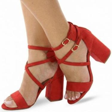 Imagem de Sandália Re&Ton Salto Bloco Alto Tiras Trançadas Feminina BL32-Feminino