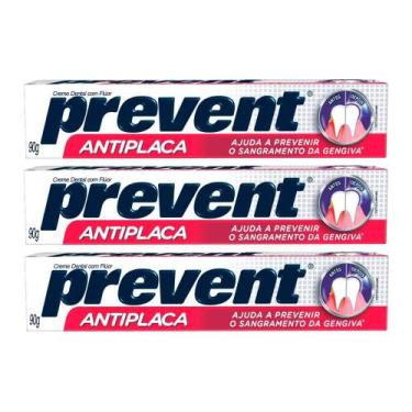 Imagem de Kit 3 Pasta De Dentes Prevent Antiplaca Em Creme 90 G