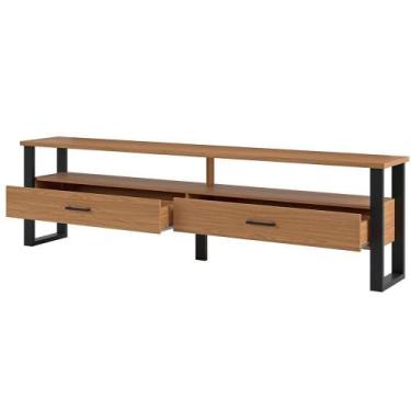 Imagem de Rack 2 Gavetas 1 Prateleira Olivy D3 220 Cm Freijó Preto - LYAM DECOR