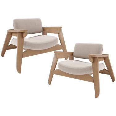 Imagem de Kit 2 Poltronas Decorativa Para Sala Living Concept L02 Nature Bouclê Creme - Lyam Decor
