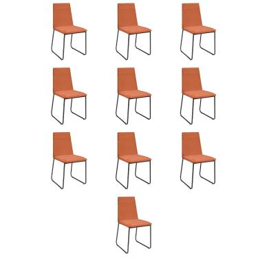Imagem de Kit 10 Cadeiras De Jantar Cozinha Industrial Lexa Veludo Élpis Móveis Terracota Preta