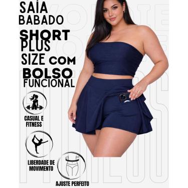 Imagem de Saía Babado Com Short Plus Size Com Bolso Lateral Funcional Em Suplex WOLFOX Feminina-Feminino
