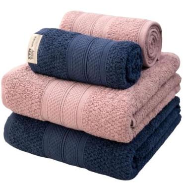 Imagem de Jogo Toalha de Banho Nuvia 4 Peças Karsten, Marinho e Rosê