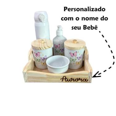 Imagem de Kit Higiene Bebê Porcelana Personalizado Com Nome E Garrafa - Sem Marc