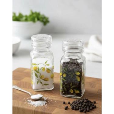 Imagem de Kit 2 Porta Temperos Saleiro 70ml Vidro Limão Siciliano Lyor C717