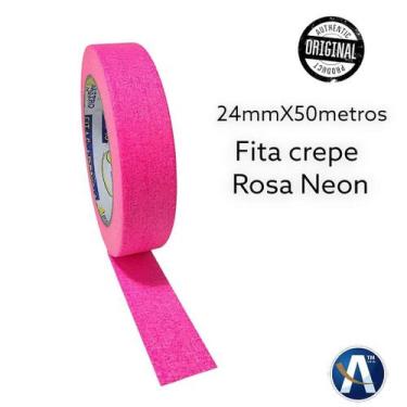 Imagem de Fita Crepe Rosa Neon 24mm x 50m - Ideal para Eventos e Artes - Nastro