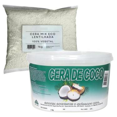 Imagem de Kit Cera de Coco Solven para velas 1kg + Cera Eco Mix 1Kg