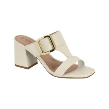 Imagem de Sandália Tamanco Beira Rio Salto Bloco Fivela Off White, Off white, 38