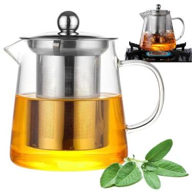 Imagem de Chaleira Bule De Vidro Com Infusor De Chá Café Inox 400ml - Kadê