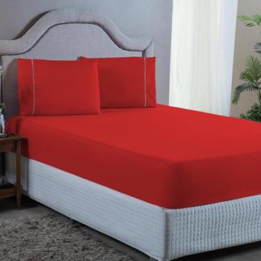 Imagem de Lençol Casal 3 Peças Algodão Jogo de Cama 400 Fios Estilo E Conforto -