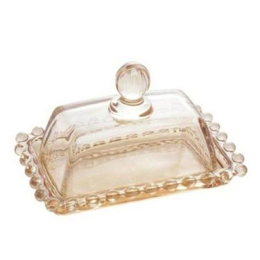 Imagem de Manteigueira de Cristal Pearl ÂMBAR 14x9x10 - Wolff