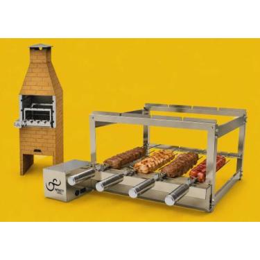 Imagem de Gira Grill inox Tradicional Com 4 Espetos - infinity grill