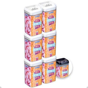 Imagem de 6 Potes Hermeticos Porta Mantimentos Empilháveis De 2300 Ml - Injeplas