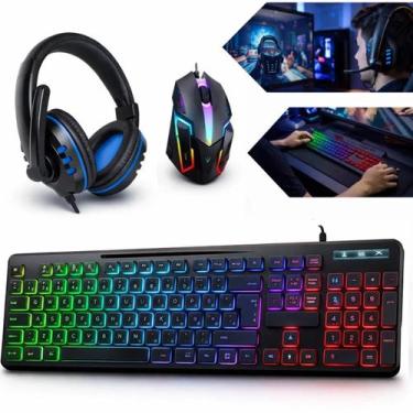 Imagem de Kit Gamer Competitivo Com Iluminação LED Teclado Semi Mêcanico Mouse E