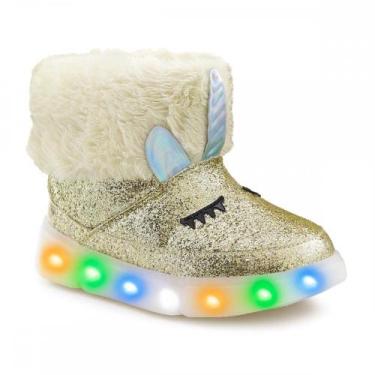 Imagem de Bota Novopé 50001411 Led Unicornio Forrada Lã Infantil, Dourado, 20