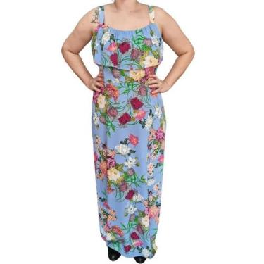 Imagem de Vestido Feminino Longo Floral Rutilan Alça Babado, GG, Florido