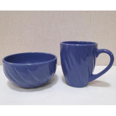 Imagem de Conjunto de Caneca E Bowl Cerâmica - Toque De Classe, Azul