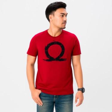Imagem de Camiseta Vermelha God Of War Estampada Omega Nerd Geed Tamanho G3 - Pl