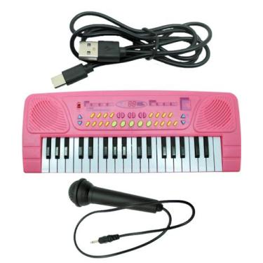 Imagem de Teclado Semi Profissional Eletrônico Com Microfone 37 Teclas - Genéric