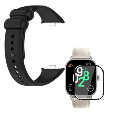 Imagem de Pulseira Silicone lisa + Pelicula 3D Para Redmi Watch 4 - Genérica, Pr