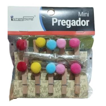 Imagem de Prendedor Mini Sortidos Com 10 Pecas + Cordao 1,80M Na Solapa - Interp