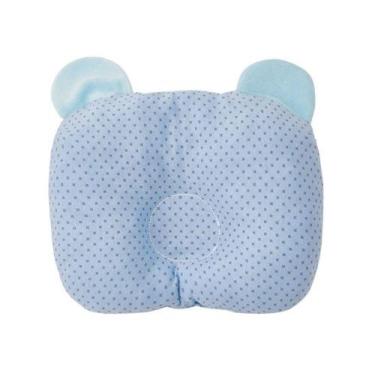 Imagem de Travesseiro Bebê Anatômico Com Orelinhas Azul - Papi