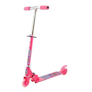 Imagem de Patinete Infantil Rosa Urso 2 Rodas Luzes Led 45kg Dobrável - Art Brin