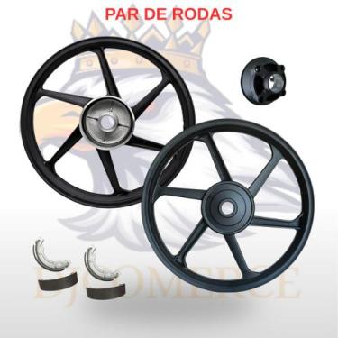 Imagem de Par De Rodas Fan Titan Cg 125 2000 A 2008 Pretas fabreck novas par Fab
