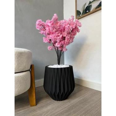 Imagem de Planta Flor Cerejeira Artificial Com Vaso Pedra Arranjo - - PLANDEC