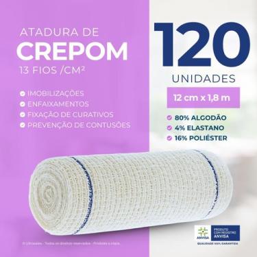 Imagem de Atadura Crepom Faixa Bandagem Elástica 12cm x 1.80m Kit 120 Unidades -